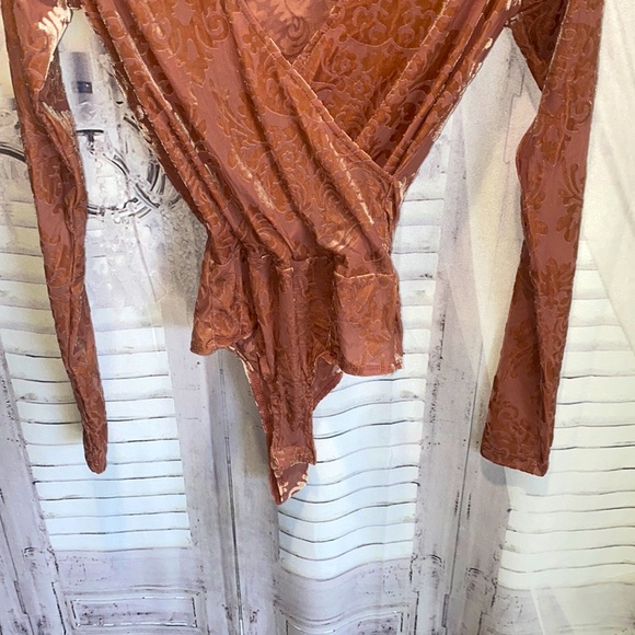 NWT WINDSOR LONG SLEEVE MESH VELVET BODYSUIT - Picture 4 of 6